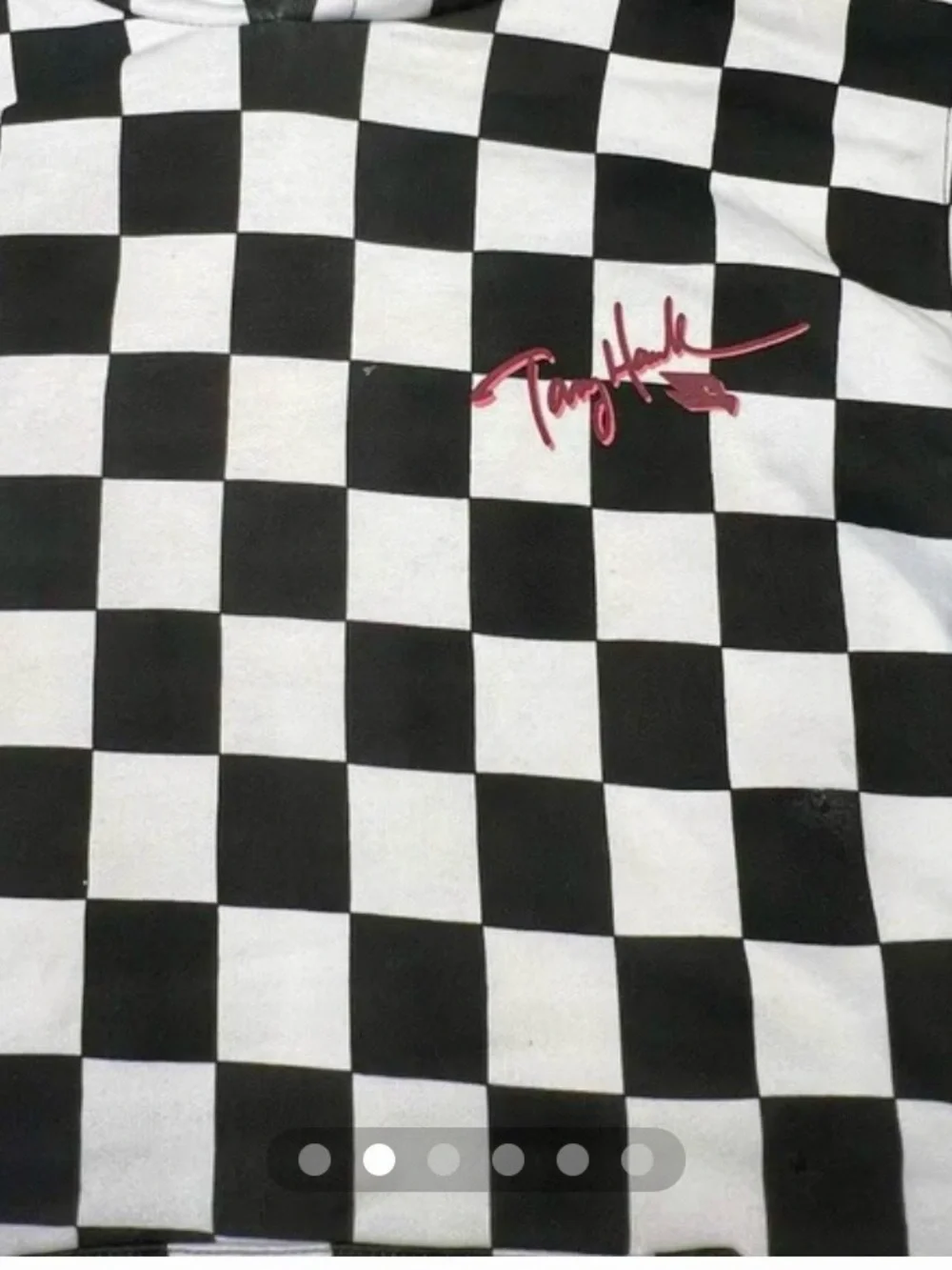 Tony Hawk Men's Pullover Hoodie S Black/White Check Fleece Logo Pockets - Picture 5 of 8